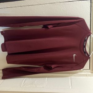 Nike Long Sleeve, Large Size, Maroon Sports Wear, 100% Polyester
